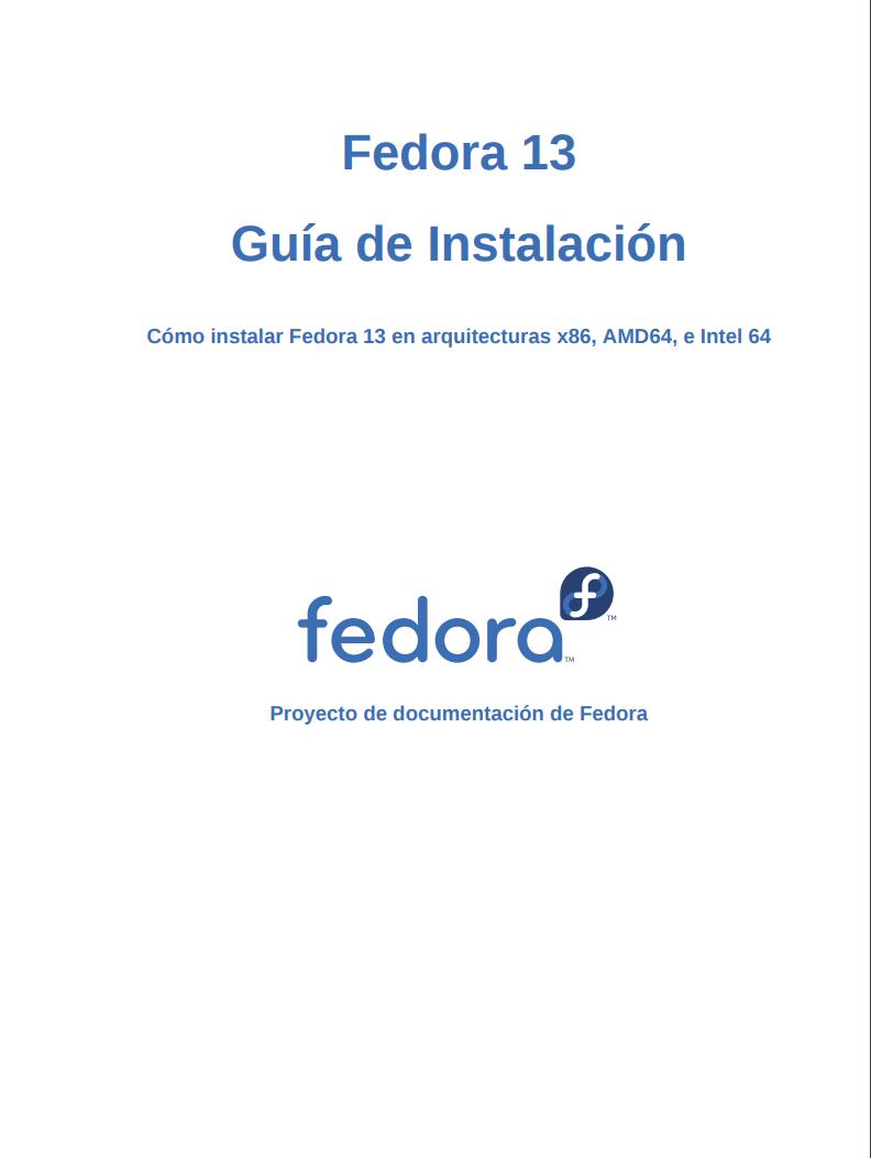 Imágen de pdf Guía de Instalación - Cómo instalar Fedora 13 en arquitecturas x86, AMD64, e Intel 64